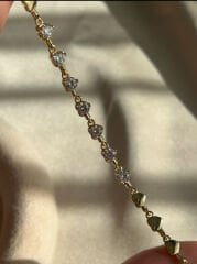 Kalp Model Taşlı Bileklik - 14K Renk