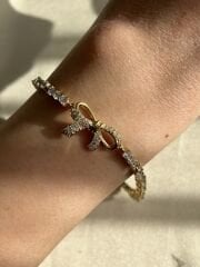 Fiyonk Model Taşlı Bileklik - 14K Renk